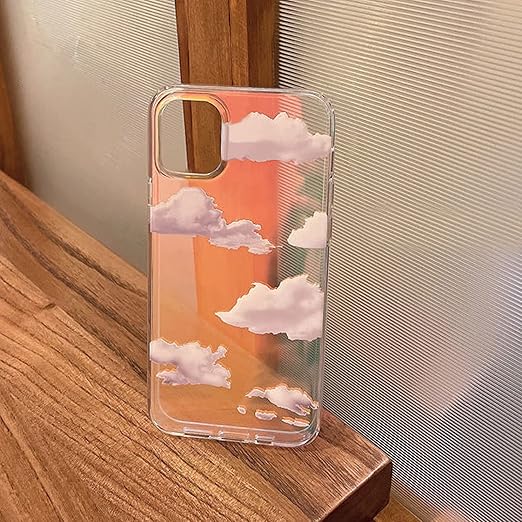 Uniqkart Korean Style Laser White Cloud iPhone 13 Pro Max Mobile Phone Case
