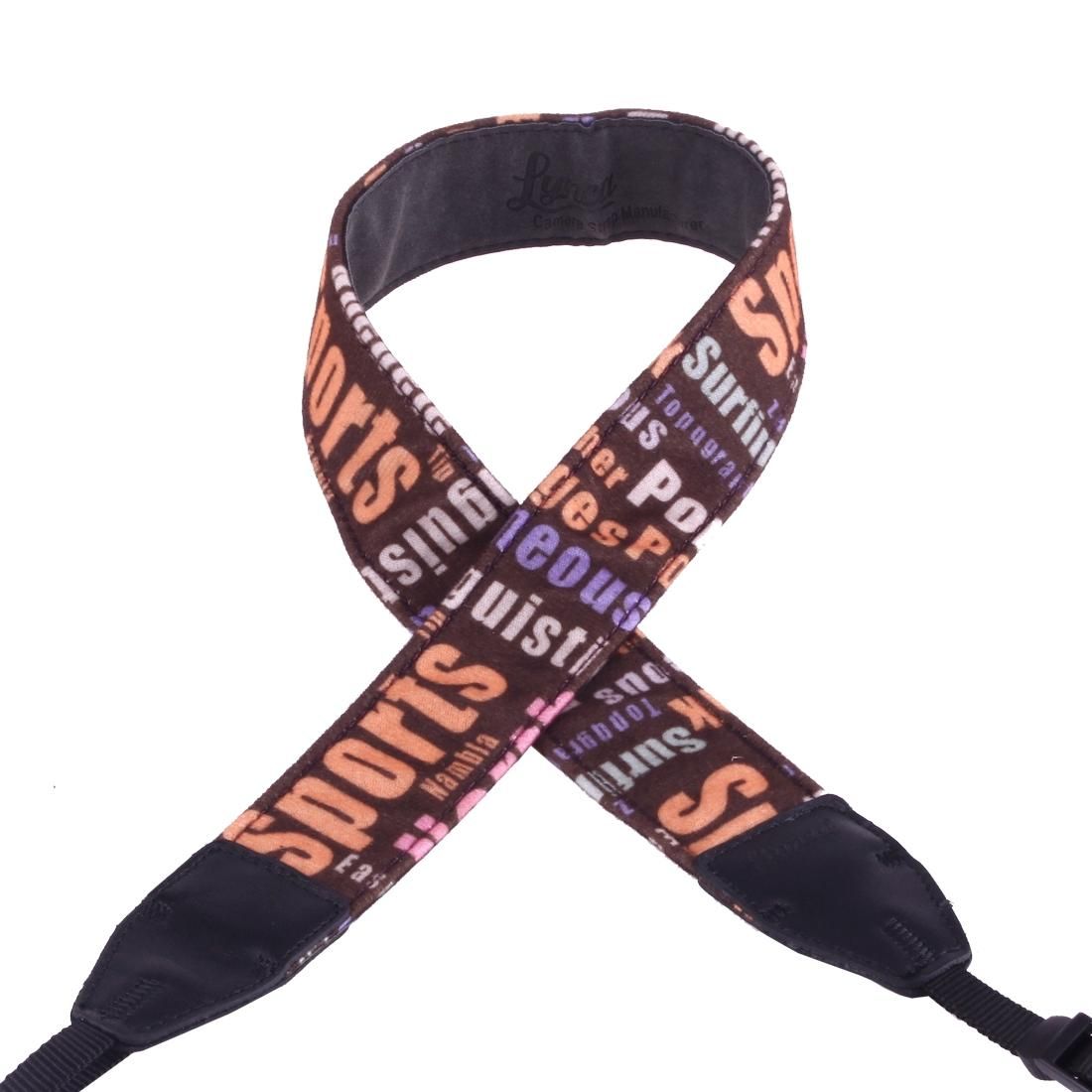 LYNCA LH-06 British Style Series Brown Background English Words Universal Genuine Leather Shoulder Neck Strap Camera Strap for Nikon / Canon / Sony / Panasonic / SLR DSLR ILDC (Style5)