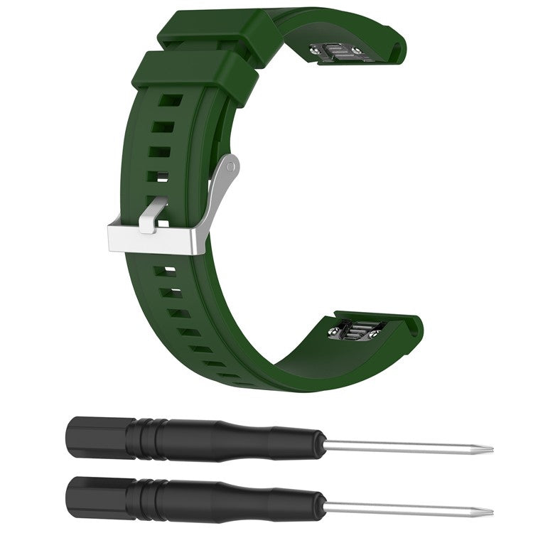 26mm Silicone Watch Strap for Garmin Fenix 5X/Fenix 3 HR/Quatix 3/D2, Soft Adjustable Wristband - Army Green