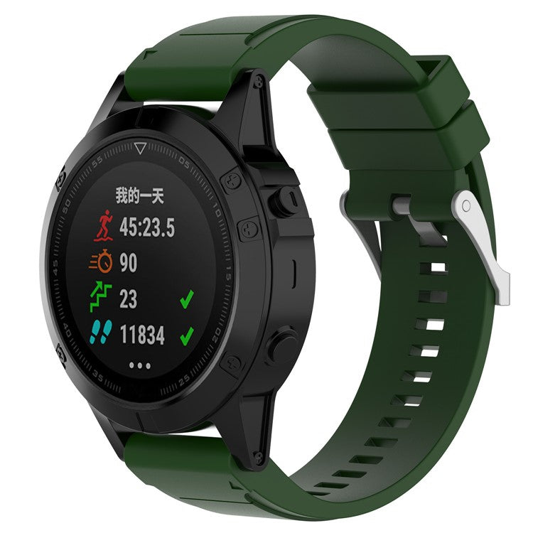 26mm Silicone Watch Strap for Garmin Fenix 5X/Fenix 3 HR/Quatix 3/D2, Soft Adjustable Wristband - Army Green