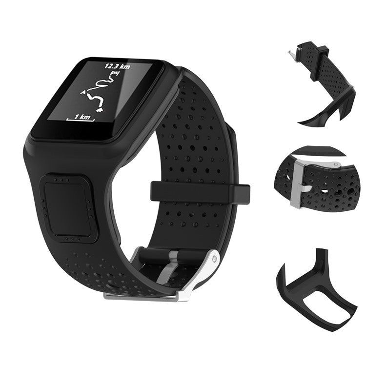 Soft Silicone Wrist Watch Band Strap for TomTom Multi-sport Runner 1 - Black