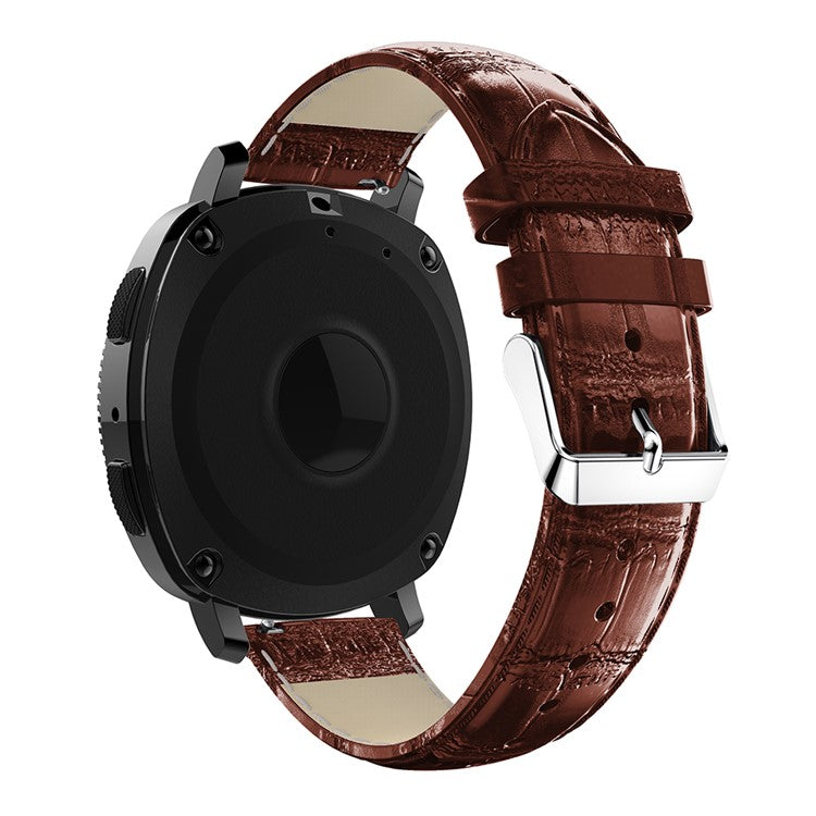 20mm Crocodile Texture Genuine Leather Watch Replacement Strap for Samsung Galaxy Gear Sport - Brown