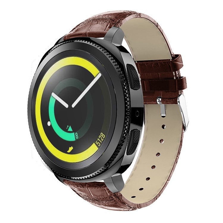 20mm Crocodile Texture Genuine Leather Watch Replacement Strap for Samsung Galaxy Gear Sport - Brown