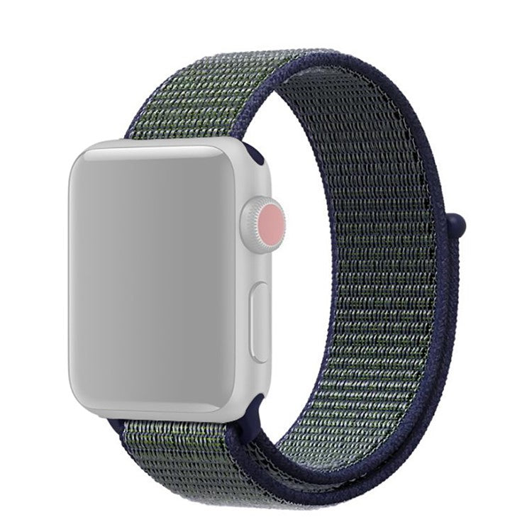 For Apple Watch Series 10 46mm / Ultra 2 Ultra 49mm / Series 9 8 7 45mm / SE (2023) SE (2022) SE 6 5 4 44mm / 3 2 1 42mm Nylon Watch Band Adjustable Breathable Replacement Wristband - Green / Blue