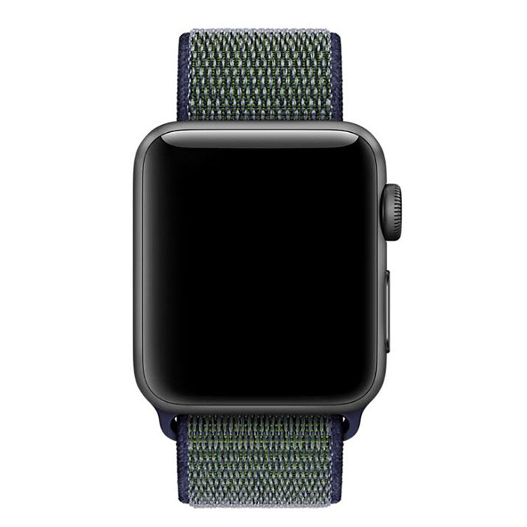 For Apple Watch Series 10 46mm / Ultra 2 Ultra 49mm / Series 9 8 7 45mm / SE (2023) SE (2022) SE 6 5 4 44mm / 3 2 1 42mm Nylon Watch Band Adjustable Breathable Replacement Wristband - Green / Blue