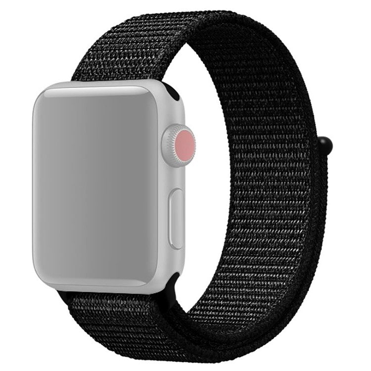 For Apple Watch Series 10 46mm / Ultra 2 Ultra 49mm / Series 9 8 7 45mm / SE (2023) SE (2022) SE 6 5 4 44mm / 3 2 1 42mm Nylon Watch Band Adjustable Breathable Replacement Wristband - All Black