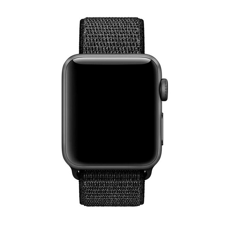 For Apple Watch Series 10 46mm / Ultra 2 Ultra 49mm / Series 9 8 7 45mm / SE (2023) SE (2022) SE 6 5 4 44mm / 3 2 1 42mm Nylon Watch Band Adjustable Breathable Replacement Wristband - All Black
