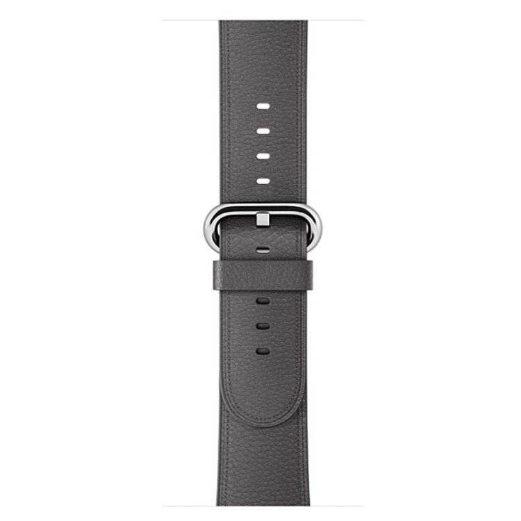 For Apple Watch Series 10 46mm / Ultra 2 Ultra 49mm / 9 8 7 45mm / SE (2023) SE (2022) SE 6 5 4 44mm / 3 2 1 42mm Litchi Texture Genuine Leather Watch Band Wrist Strap Replacement - Grey