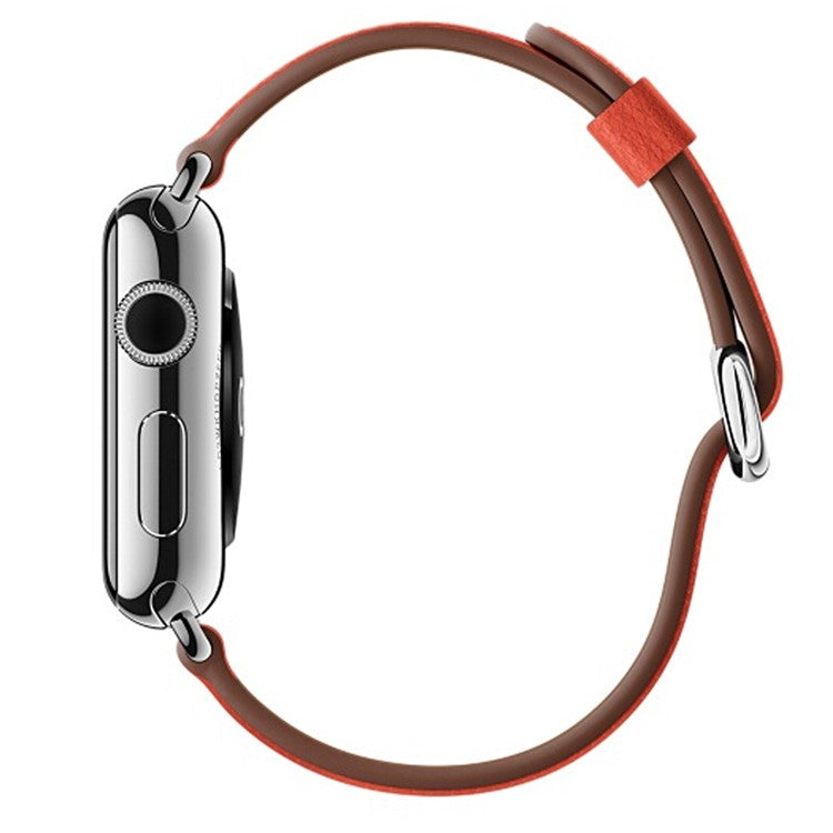 For Apple Watch Series 10 46mm / Ultra 2 Ultra 49mm / 9 8 7 45mm / SE (2023) SE (2022) SE 6 5 4 44mm / 3 2 1 42mm Litchi Texture Genuine Leather Watch Band Wrist Strap Replacement - Red