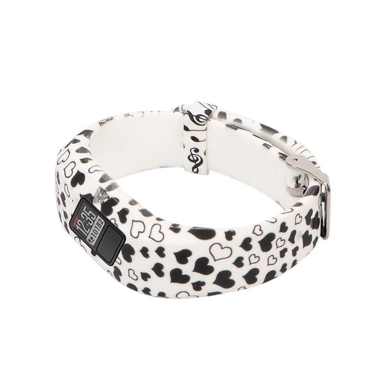 Pattern Printing Adjustable Sports Silicone Replacement Watch Band for Garmin Vivofit JR - Black Heart