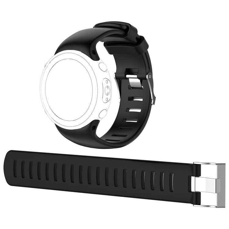 Flexible Silicone Watch Band Strap for Suunto D4i Novo Submersion Watch - Black
