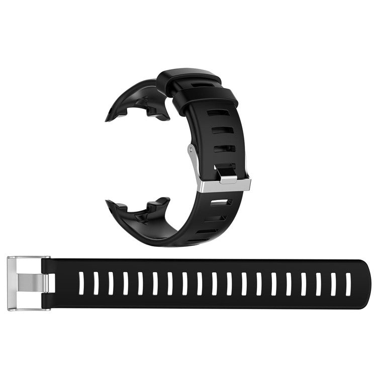 Flexible Silicone Watch Band Strap for Suunto D4i Novo Submersion Watch - Black