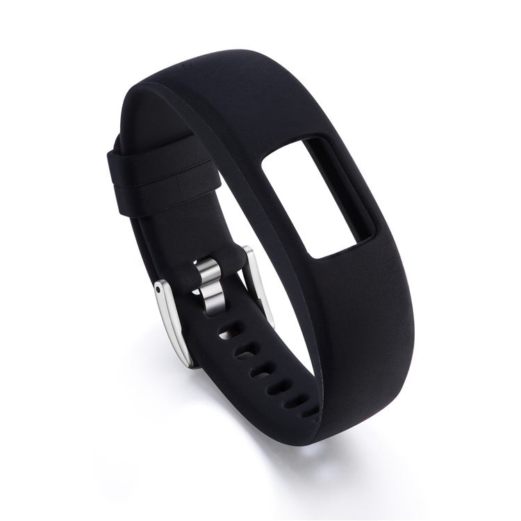 Soft Silicone Watch Strap Adjustable Wrist Band Bracelet for Garmin VivoFit 4, Length: 23cm - Black
