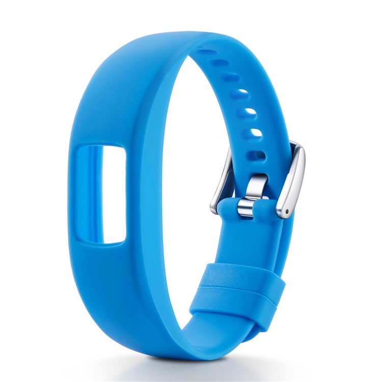 Soft Silicone Watch Band Adjustable Wrist Band Bracelet for Garmin VivoFit 4, Length: 23cm - Baby Blue