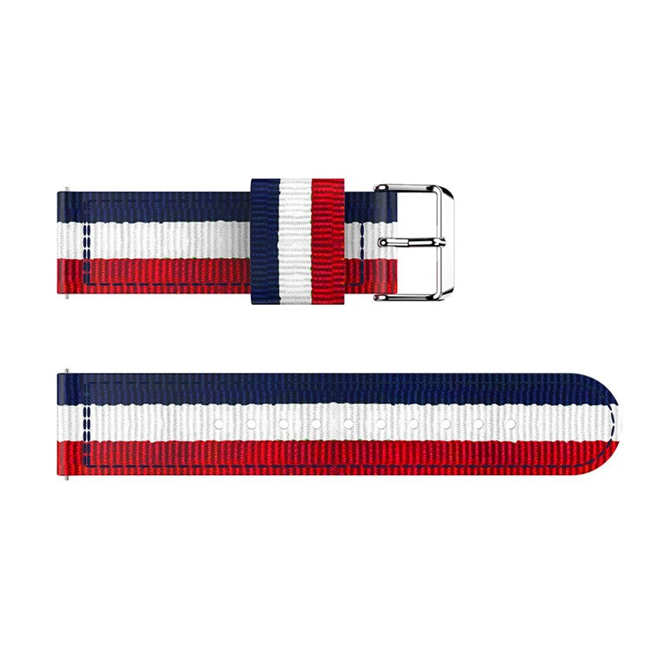 Adjustable Woven Nylon Watch Strap Replacement for Fitbit Versa - Blue / White / Red