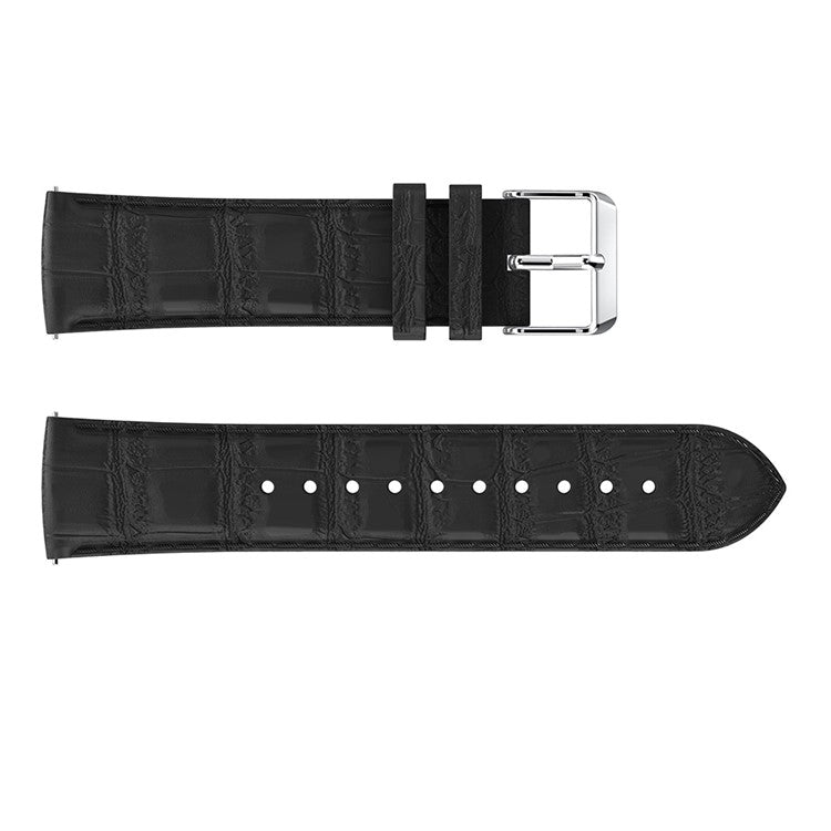 22mm Crocodile Texture Genuine Leather Watch Band for Fitbit Versa - Black