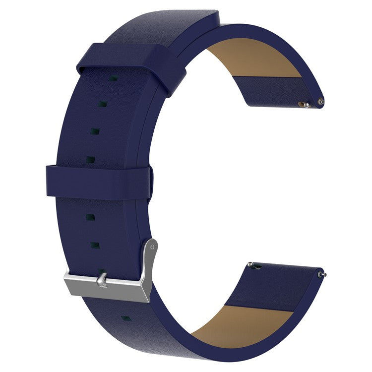 For Fitbit Versa Top Layer Cowhide Leather Watchband Smart Watch Strap Replacement - Dark Blue