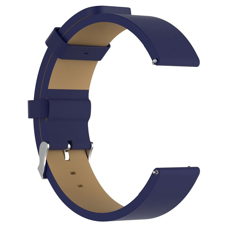 For Fitbit Versa Top Layer Cowhide Leather Watchband Smart Watch Strap Replacement - Dark Blue