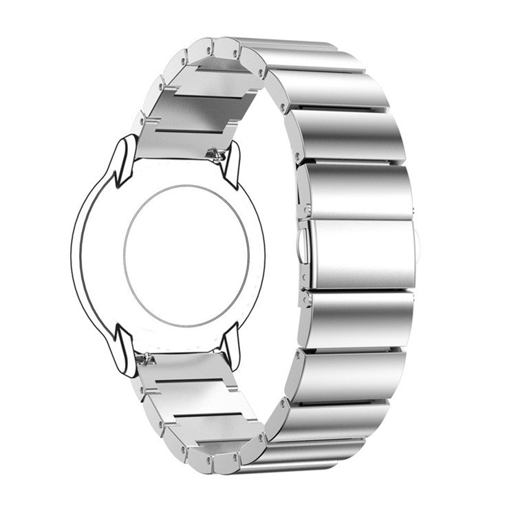 20mm Stainless Steel Solid Chain Watch Band Replacement with Folding Clasp for Huawei Watch 2 - Silver