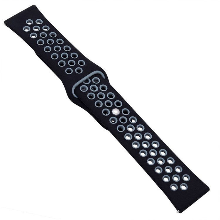 For Samsung Gear S3 Frontier / S3 Classic 22mm Two-tone Soft Silicone Watch Band Wrist Strap - Black / Dark Grey