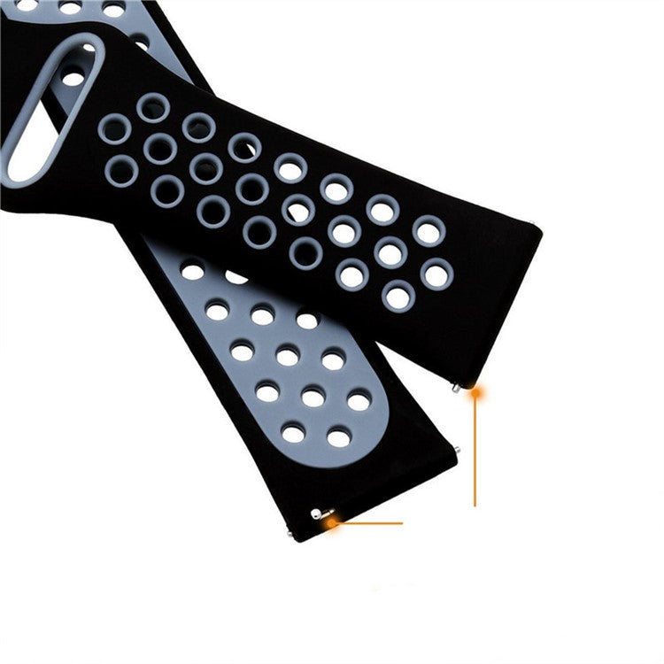 For Samsung Gear S3 Frontier / S3 Classic 22mm Two-tone Soft Silicone Watch Band Wrist Strap - Black / Dark Grey