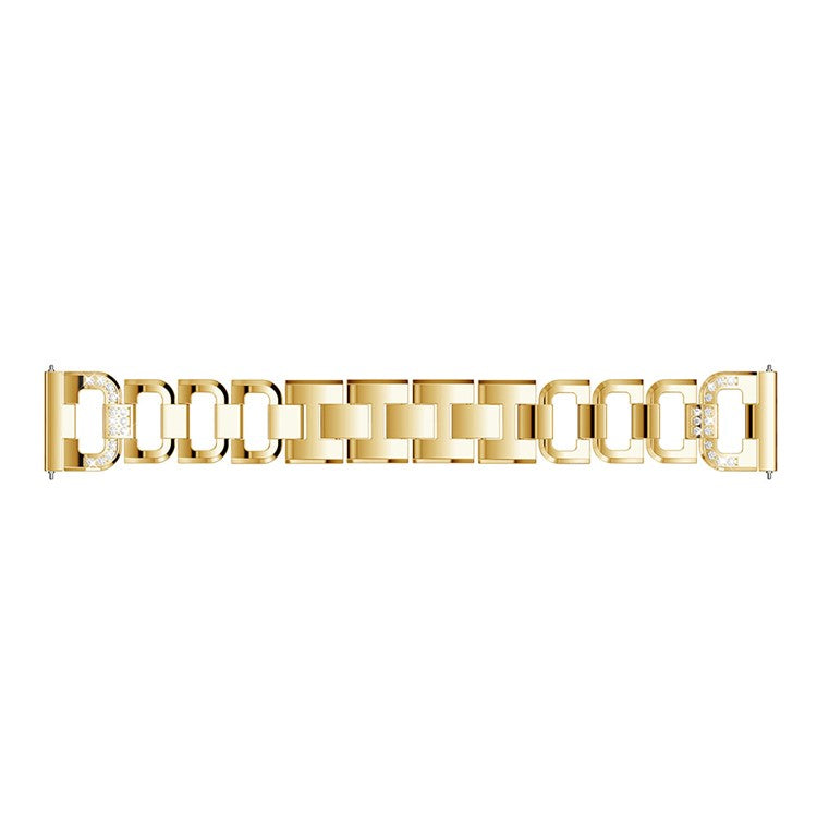 22mm D-shape Rhinestone Decor Alloy Watch Strap Bracelet Replacement for Fitbit Versa - Gold