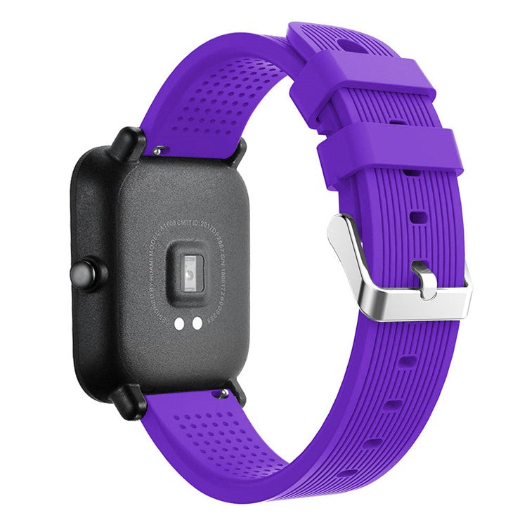 20mm Forehead Wrinkles Texture Flexible Soft Silicone Watch Strap Replacement for Huami Amazfit Watch Youth Edition - Purple
