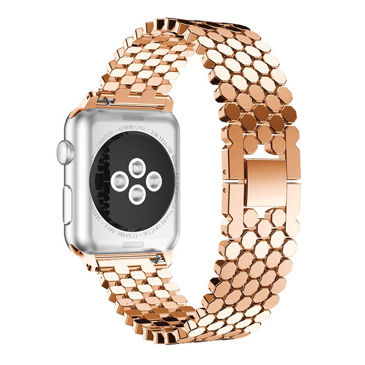 Polygon Pattern Watch Strap Band for Apple Watch Series 10 46mm / Ultra 2 Ultra 49mm / 9 8 7 45mm / SE (2023) SE (2022) SE 6 5 4 44mm / 3 2 1 42mm - Rose Gold