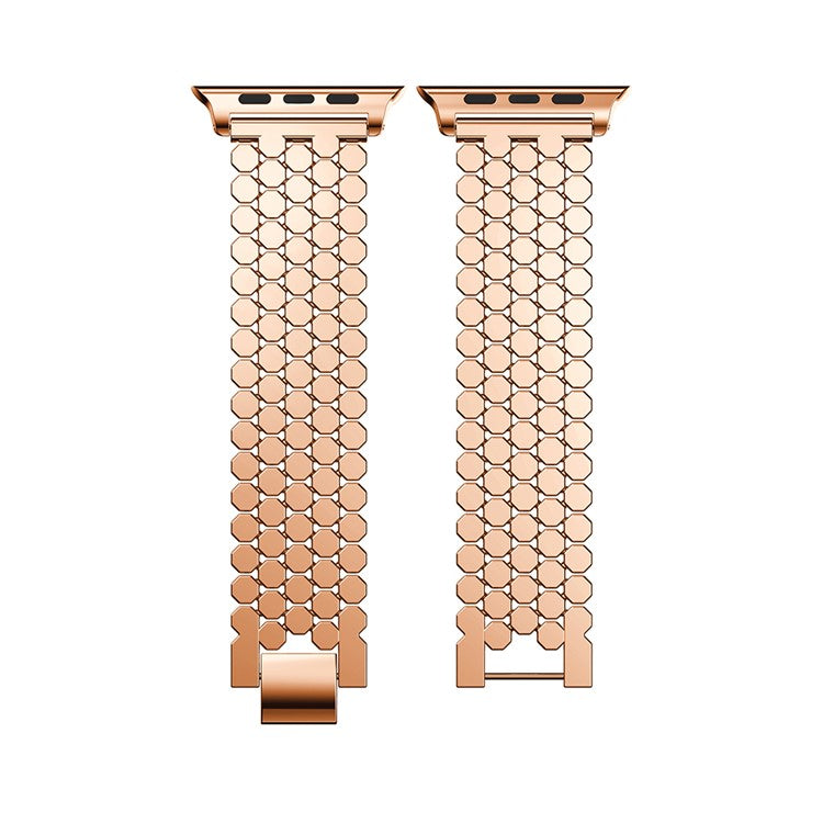 Polygon Pattern Watch Strap Band for Apple Watch Series 10 46mm / Ultra 2 Ultra 49mm / 9 8 7 45mm / SE (2023) SE (2022) SE 6 5 4 44mm / 3 2 1 42mm - Rose Gold