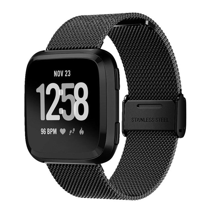 Luxury Milanese Band for Fitbit Versa/Versa 2/Versa Lite, Stainless Steel Watch Strap Replacement - Black