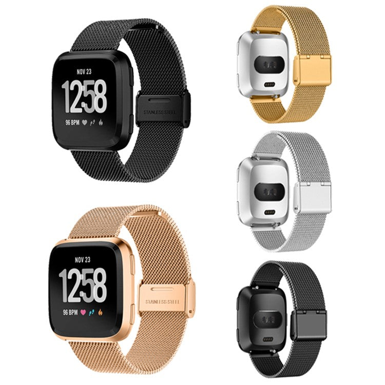 Luxury Milanese Band for Fitbit Versa/Versa 2/Versa Lite, Stainless Steel Watch Strap Replacement - Black