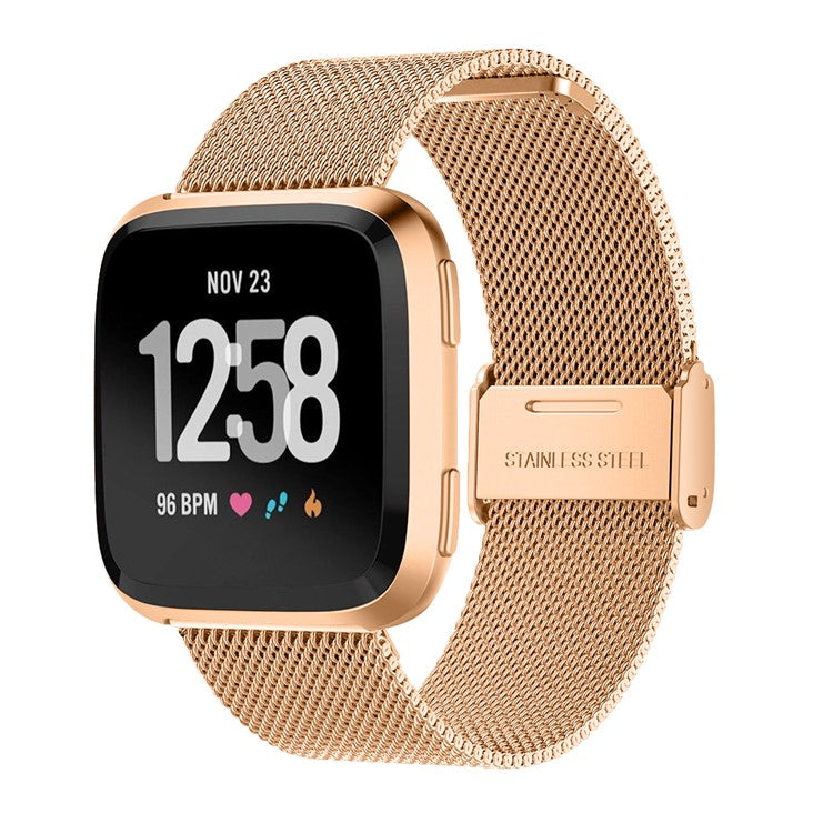 Luxury Milanese Band for Fitbit Versa/Versa 2/Versa Lite, Stainless Steel Watch Strap Replacement - Rose Gold