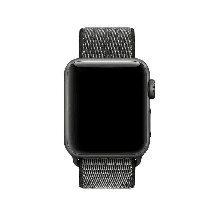Closure Nylon Watch Band with Connector for Apple Watch Series 10 46mm / Ultra 2 Ultra 49mm / 9 8 7 45mm / SE (2023) SE (2022) SE 6 5 4 44mm / 3 2 1 42mm - Dark Grey