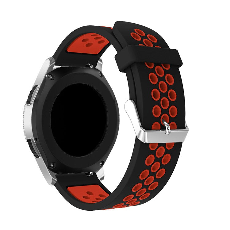 22mm Two-tone Soft Silicone Hollow Watch Bracelet for Samsung Galaxy Watch 46mm - Black / Red