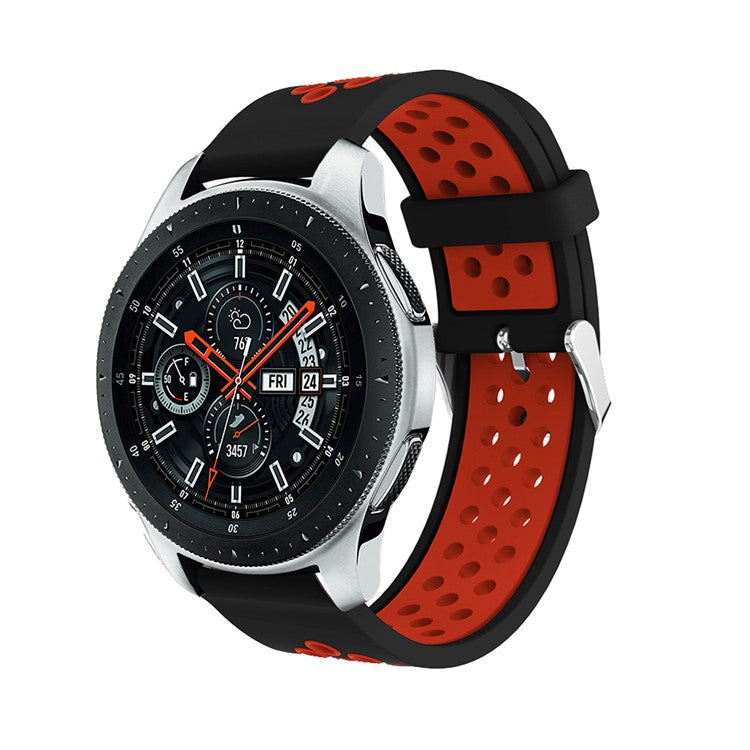 22mm Two-tone Soft Silicone Hollow Watch Bracelet for Samsung Galaxy Watch 46mm - Black / Red