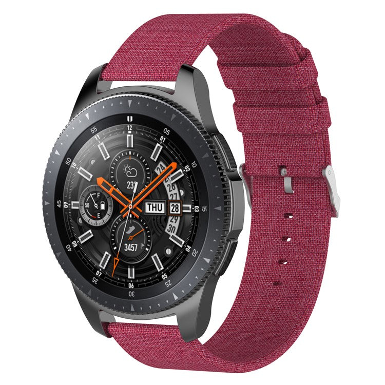 Metal Buckle Nylon Canvas Watch Strap Replacement 22mm for Samsung Galaxy Watch 46mm/Garmin Vivoactive 4 - Red