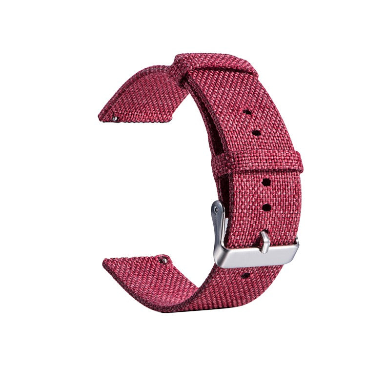 Metal Buckle Nylon Canvas Watch Strap Replacement 22mm for Samsung Galaxy Watch 46mm/Garmin Vivoactive 4 - Red