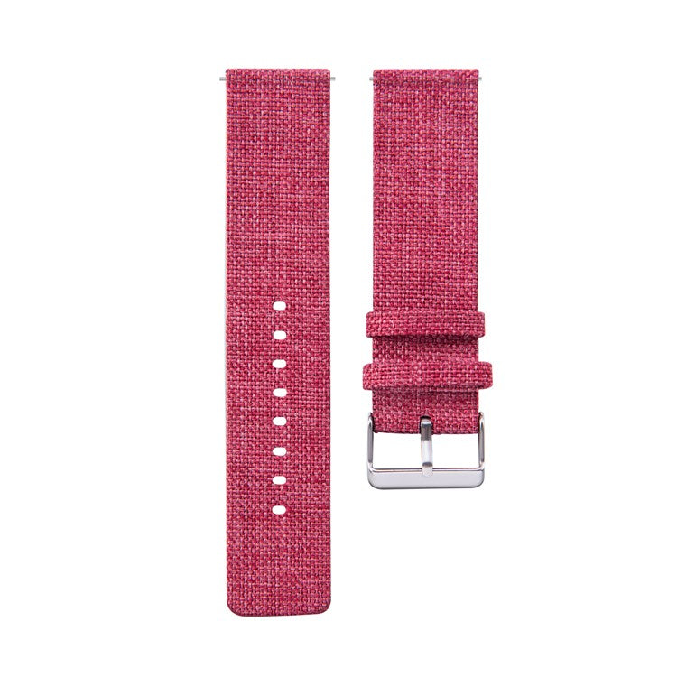 Metal Buckle Nylon Canvas Watch Strap Replacement 22mm for Samsung Galaxy Watch 46mm/Garmin Vivoactive 4 - Red