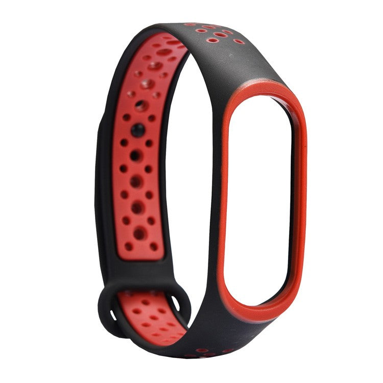 Hollow Two-tone Soft Silicone Watch Strap for Xiaomi Mi Smart Band 4 / Mi Band 3 - Red / Black