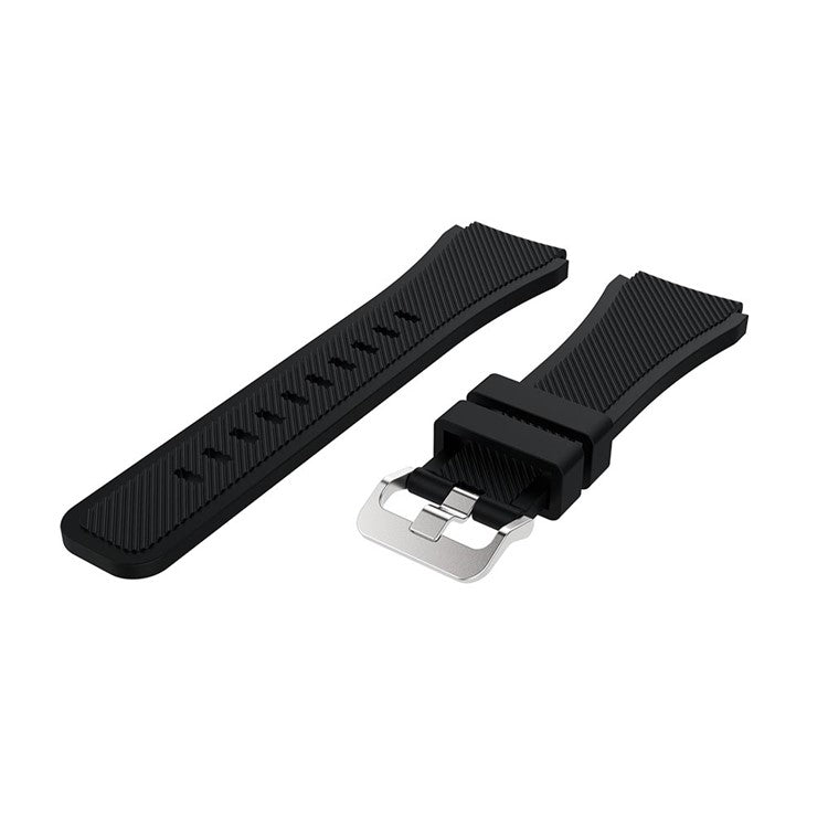 Twill Texture Silicone Watch Strap Adjustable Wrist Band Replacement for Samsung Galaxy Watch 46mm - Black