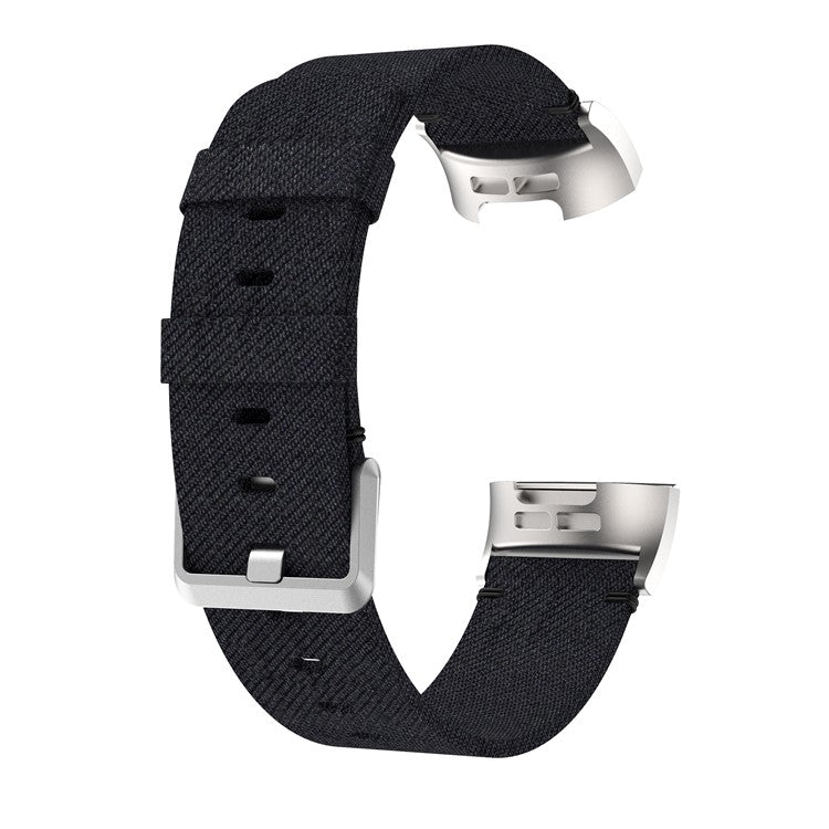 Canvas Watch Band Strap for Fitbit Charge 3 Bracelet Wristband Replacement - Black