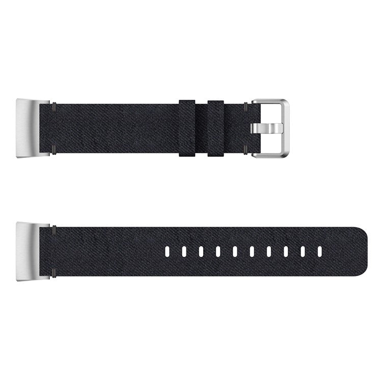 Canvas Watch Band Strap for Fitbit Charge 3 Bracelet Wristband Replacement - Black