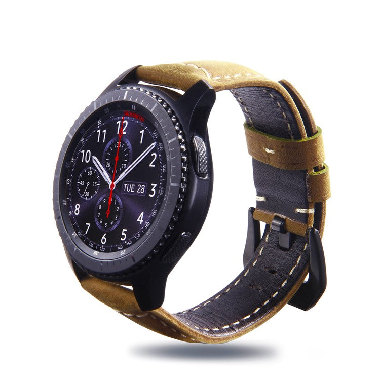 22mm Universal Cowhide Leather Watch Wrist Strap for Samsung Gear S3 Classic/Frontier etc - Matte / Dark Brown