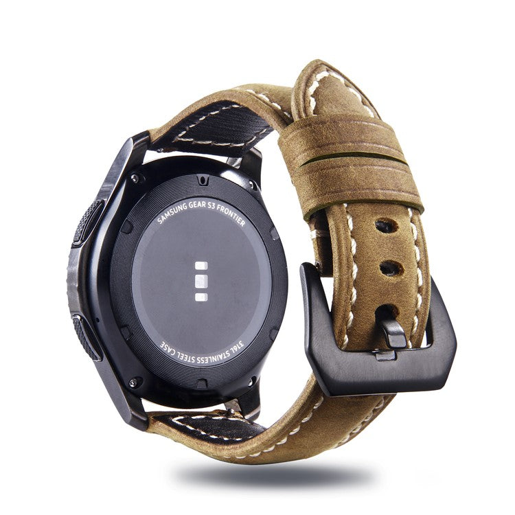 22mm Universal Cowhide Leather Watch Wrist Strap for Samsung Gear S3 Classic/Frontier etc - Matte / Dark Brown