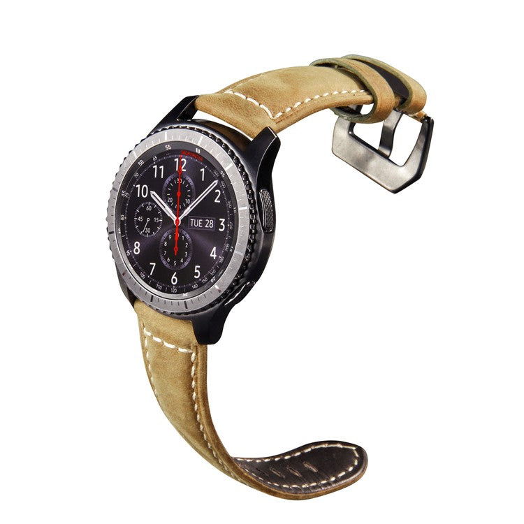 22mm Universal Cowhide Leather Watch Wrist Strap for Samsung Gear S3 Classic/Frontier etc - Matte / Dark Brown