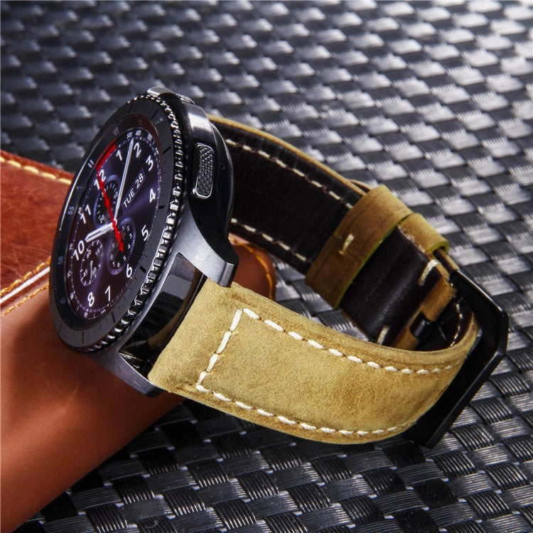 22mm Universal Cowhide Leather Watch Wrist Strap for Samsung Gear S3 Classic/Frontier etc - Matte / Dark Brown