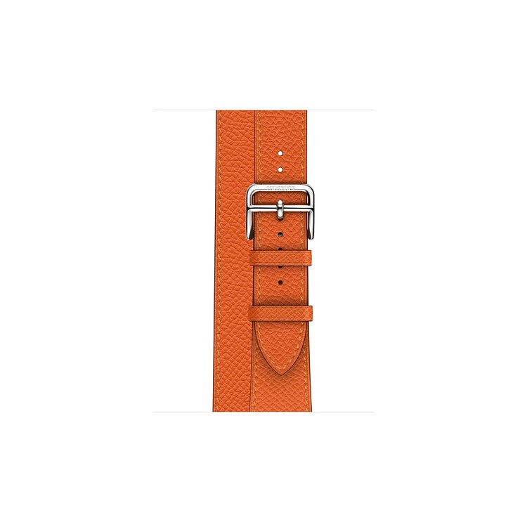 Double Tour Genuine Leather Watch Strap Replacement for Apple Watch Series 10 46mm / Ultra 2 Ultra 49mm / 9 8 7 45mm / SE (2023) SE (2022) SE 6 5 4 44mm / 3 2 1 42mm - Orange