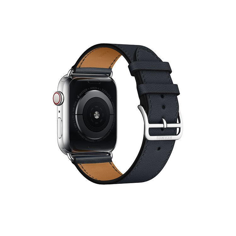 Genuine Leather Watch Band for Apple Watch Series 10 42mm / 9 8 7 41mm / SE (2023) SE (2022) SE 6 5 4 40mm / 3 2 1 38mm - Dark Blue