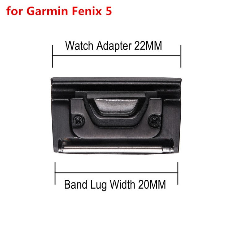 2Pcs/Pair Metal Watchband Connectors for Garmin Fenix 5 - Black