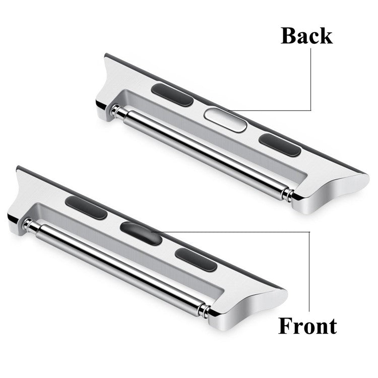 2Pcs/1 Pair Stainless Steel Watch Band Connectors Replace Part for Apple Watch Series 4 40mm, Series 3 / 2 / 1 38mm, Suitable for 22mm Strap - Silver